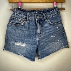 Old Navy Kids Girls Blue Denim High Rise Distressed Cutoff Shorts Size 10